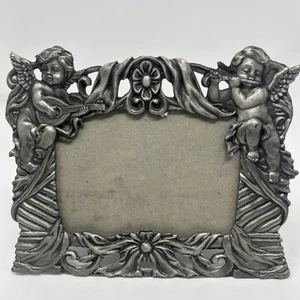 Fine Pewter Picture Frame Cherubs Art Nouveau Table Top Photo Frame 4 x 6 Photo - Picture 1 of 4