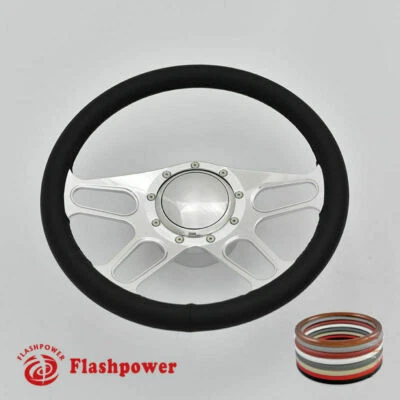 Volante Billet Pulido 15.5" Negro Envoltura Completa Buick Chevy Foto 1 de 4