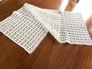 Vintage Cream Cotton Crochet Table Runner 17x48 Inches - Picture 1 of 3