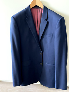 T.M. LEWIN Mens Navy 100% Wool Suit Jacket/Blazer UK 41R 100% Super Merino Wool