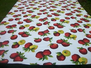Apples Print Tablecloth Red & Yellow Fruit 55.5 x 64 inch Cotton TC81 - Picture 1 of 10