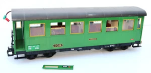 LGB G 3062 Personenwagen vierachsig grün mit Figuren + Innenbeleuchtung - Bild 1 von 4