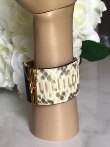 $620 Celine Python And Black Resin Manchette Edge cuff bracelet, See Details - Picture 1 of 12