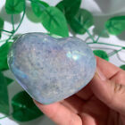 122g Titanium Angel Aura Blue Calcite Heart Love Quartz Crystal Specimen Healing