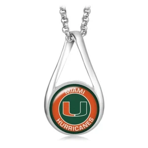 Miami Hurricanes Womens Sterling Silver Necklace University Of Gift D28R - Picture 1 of 6