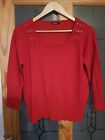 ROMAN Women's Fine Knit Red Jumper Button Detail Sweater Size 14