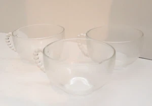 3 Vintage Federal Glass Homestead Snack Plate Cups Only Clear Bubble Handles - Picture 1 of 5