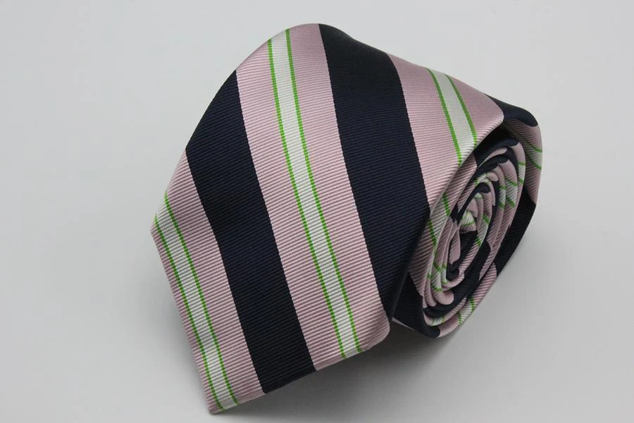 Corbata de seda J CREW. Rosa y azul con rayas verdes y blancas. Foto 1 de 3