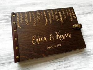 Rustic Guest Book Wedding GuestBook Personalized Engraved Custom Wedding Journal - Picture 1 of 9