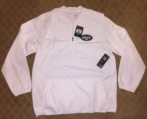 Mens New York Jets Nike White Quarter Zip Storm-Fit Jacket Size Medium New Tags Cover