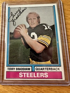 Steelers Terry Bradshaw signiert 1974 Topps #470 Karte Autogramm 10! Nur 1974 - lesen - Bild 1 von 3