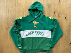 Mitchell & Ness Retro Milwaukee Bucks Hoodie Green White Sweatshirt Men's Large - Picture 1 of 18