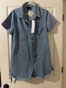 NWT Lumiere Light Denim Romper Size Medium - Picture 1 of 6