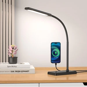 LED Desk Lamp Touch Control Desk Lamp with USB Charging Port 5 Color Modes 6 Bri - Picture 1 of 12