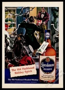 Botella de whisky Lansdowne Reserve 1946 foto tema de Navidad anuncio impreso vintage - Imagen 1 de 1