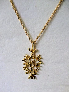 VINTAGE GOLDTONE NECKLACE WITH GOLDSTONE ABSTRACT PENDANT DROP - Picture 1 of 4