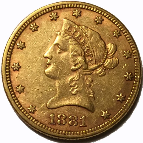 1881 USA Coronet Head Gold $10 Eagle Cover