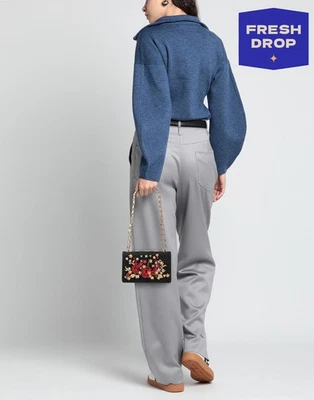 RRP€2574 DOLCE & GABBANA Jacquard & Leather Shoulder Bag Embroidered Flowers - image 1 of 4