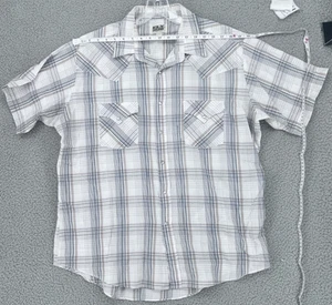 Ely Cattleman Western Shirt Mens XL White Blue Plaid Short Sleeve Pearl Snap - Bild 1 von 12