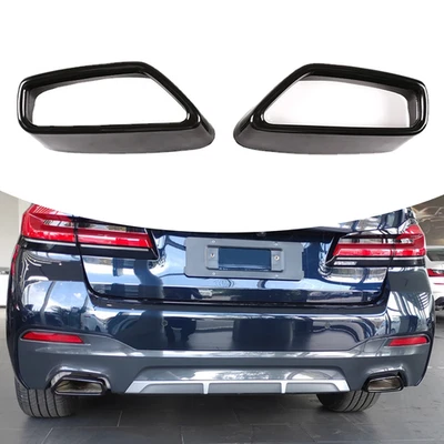 For BMW 5 Series G30 G31 17-23 M-Sport Black Exhaust Tips Stainless Steel Covers - Image 1 of 4