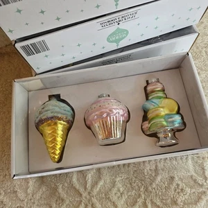 NEU Merry Moments Pastell Glas Dessert Ornamente ALDI'S Retired Box von 3 - Bild 1 von 12