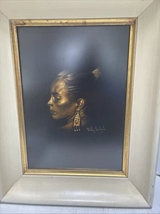 Vintage Esperanza Martinez Pastell auf Papier junge Dame in tiefem Denken Kunst gerahmt - Bild 1 von 4