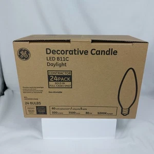 24 Pack GE Daylight LED B11C Candelabra Base Bulbs 60W EQ Non Dimmable New - Picture 1 of 6