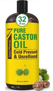 32 Oz! 100% USDA ORGANIC Castor Oil for Eyelashes, Eyebrows,Hair Growth,Skin - Picture 1 of 5
