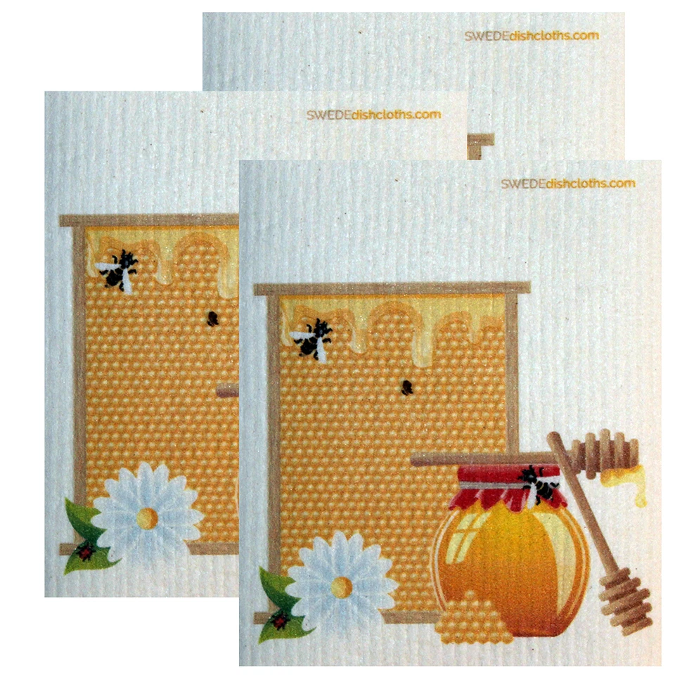 SWEDEDISHCLOTHS Swedish Dish cloth Set of 3 each Swedish Dishcloths Honeycomb Design