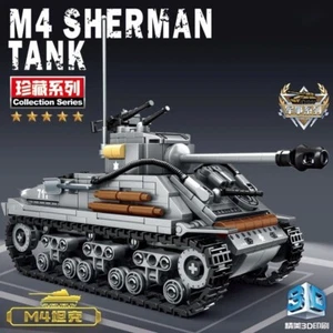Military US Sherman M4 Tank Building Blocks WW2 Tank City Soldier Weapon Action - Picture 1 of 5
