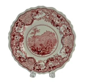 Historical Staffordshire Red Transferware Plate Monte Video CT 1835 Adams 6.75" - Picture 1 of 10