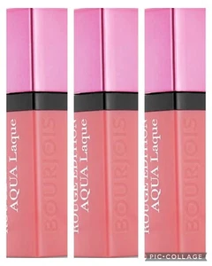 Lot of 3 BOURJOIS PARIS Rouge Edition Aqua Laque Lipstick - 08 Babe Idole (Pink) - Picture 1 of 3