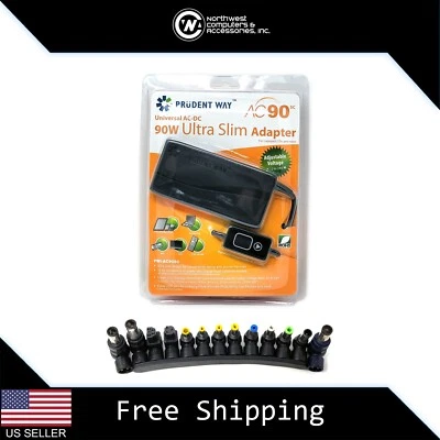 Prudent Way AC90SC Slim 90W Universal Power Adapter for Laptops Monitors 12v-24v - Image 1 of 4