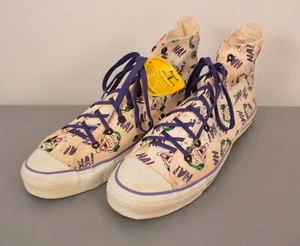 Men's VTG 80s 90s NOS Joker Print Converse Sz 10.5 1980s 1990s Sneakers - Picture 1 of 17
