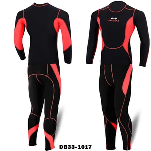 Men Compression Activewear Suit Cycling Sports Base Layer Tights Under Set Shirt - Picture 1 of 6