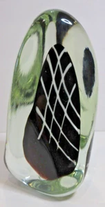 VINTAGE Neil Duman Hand Blown Art Glass Large Three Sided Paperweight - 06-1981 - Picture 1 of 10