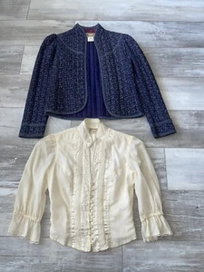 Jessica’s Gunnies gunne sax blouse 2 Pc Womens Small Floral Top Blazer Lovely! - Picture 1 of 12