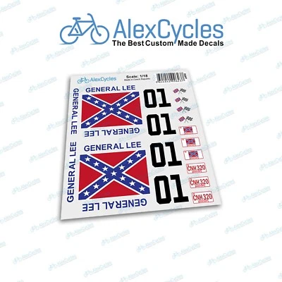 ALEXCYCLES GENERAL LEE RC Coche Tamiya Calcomanías Pegatinas Kit CORTADO Escala 1/18 Losi Mini Xray HPI