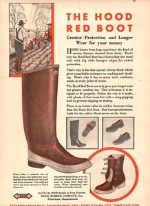 VINTAGE 1931 THE HOOD RED BARN FARMING BOOTS PRINT AD - Picture 1 of 1