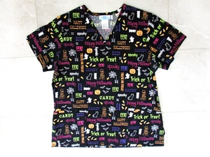 Womens Halloween Scrub Top Size M - Picture 1 of 5