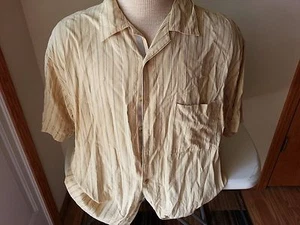 Horny Toad yellow short sleeve button down with black stripes - mens large  - Picture 1 of 4