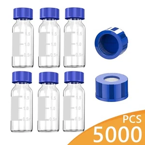MS@ 5000 piezas 2 ml muestra HPLC frascos 9-425 tapas con agujero azul PTFE blanco silicona GC - Imagen 1 de 18