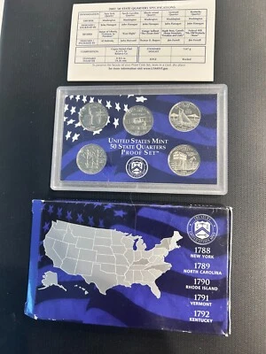2001 S 50 State Quarters Proof Set - NY, NC, RI, VT, and KY - Image 1 of 3