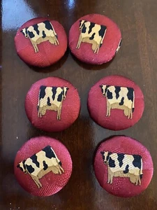 Unique Buttons Cows Holsteins ? Upcycled Handmade Printed Pure Silk 30mm - Picture 1 of 3