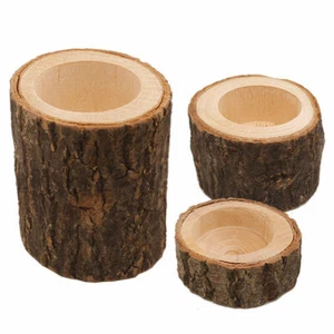 Set Of 3Home Decor Handmade Wooden For Tea Light Table Candle Holder Ornament - Picture 1 of 9