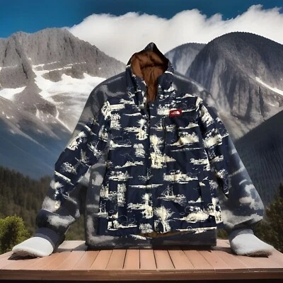 North face winter Ski Coat Hooded Naval ThemeJacket Blue And White Ships - Image 1 of 4