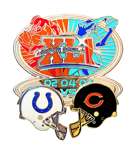 2007 Super Bowl XLI Dueling Helmets Pin - Indianapolis Colts Vs Chicago Bears - Image 1 of 1