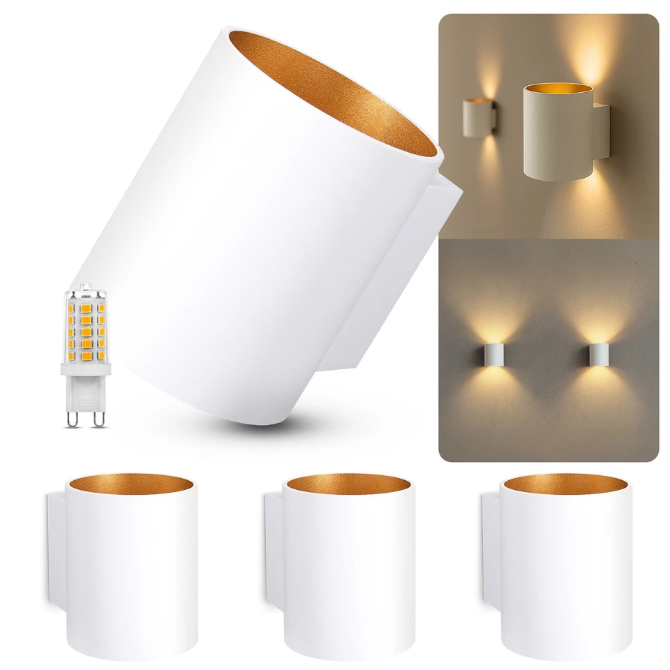 4x wall lamp Tuani wall spotlight white with LED G9 lamp dimmable 3W warm white construction - Image 1 of 4