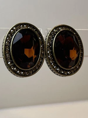 Heidi Daus Brown Crystal Clip on Earrings - Image 1 of 4