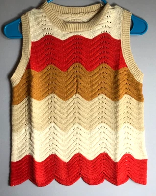 Chaleco Top Haloumoning Niñas Tejido Corte Edad 11-12 Años Bloque de Color Dobladillo Festoneado Foto 1 de 4